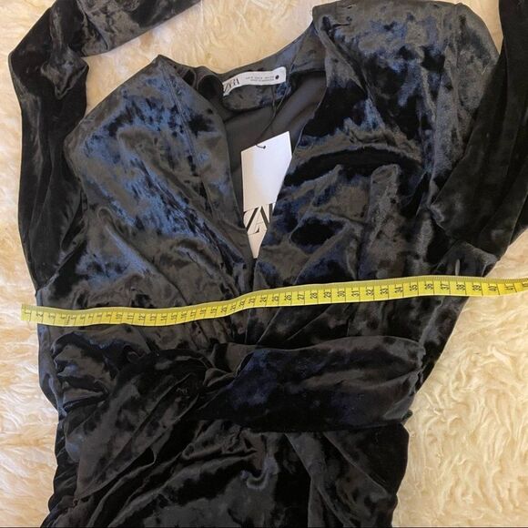 NWT ZARA SHOULDER PAD DRAPED DRESS - Picture 5 of 8